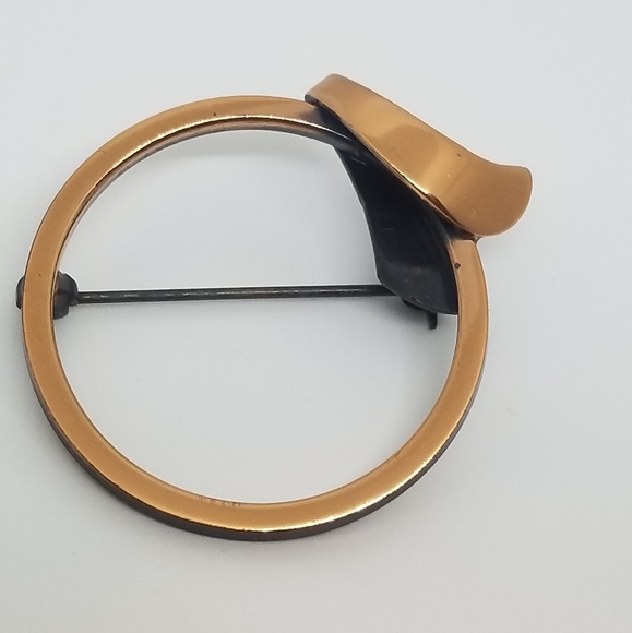 VINTAGE COPPER MODERNIST STYLE BROOCH - Picture 1 of 3